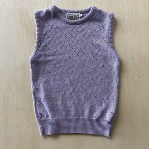 Vintage New Attitude Sweater Vest Womens Small Purple Open Knit Sleeveless USA